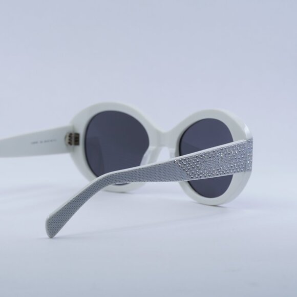 Celine CL4240IS 25A Sunglasses Shiny Ivory with Silver Studs Embellishment Frame - Picture 4 of 12